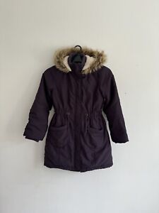 John Lewis Girls Purple Coat Fleece Lined Parka Jacket Hooded 11 yrs 73cm chest
