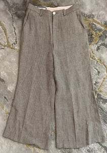 without tags GUCCI⚡Houndstooth brown wool pleated wide flare leg culotte p - Picture 1 of 6