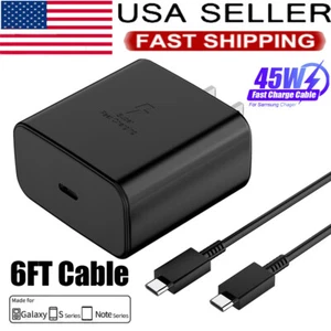 6FT Type Usb-C 45W Super Fast Wall Charger For Samsung Galaxy S24 S23 S22 S21+ - Picture 1 of 12