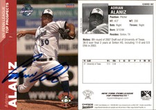Adrian Alaniz Signed 2007 Choice New York-Penn  TP #2 Card Auto AU