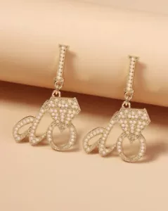 Ohrringe Gold Strass & Perle I Do Hochzeitstag Braut Henne Do Kunstperlen Geschenk - Bild 1 von 3