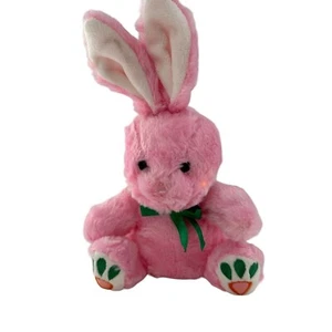 Pink Plush Bunny Rabbit 12" By Galerie Green Bow Embroidered Feet Easter 2005 a - Picture 1 of 13