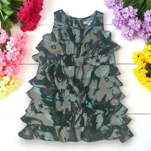 DKNY Girls Ruffle Tiered Sleeveless Dress Tunic Abstract Camo Size 5 - Picture 1 of 5