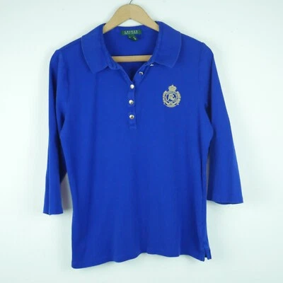 Ralph Lauren Para Mujer XL Polo Bordado Cresta Dinero Antiguo Preppy Y2K Azul Foto 1 de 4