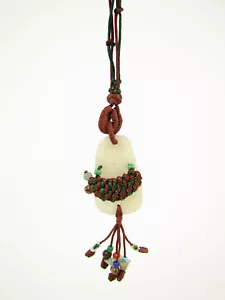 Chinese Natural Variegated Jade Hanging Charm Amulet Feng Shui - Geta #880 - Picture 1 of 2