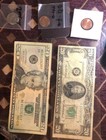 Us Coins Lots paper Money Old  $20 bill fancy number Error pennies and nickels