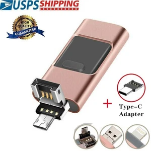 2TB 1TB USB3.0 Flash Drive Memory Photo Stick OTG Disk Fr iPhone Samsung Android - Picture 1 of 12
