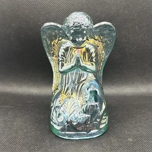 Boyd Glass Praying Angel Mint Julep Carnival Blue Teal 4.5” - Bild 1 von 6
