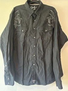 Wrangler Rock 47 Black  Button Up Shirt - Mens XXL (Fits Smaller) - Picture 1 of 13