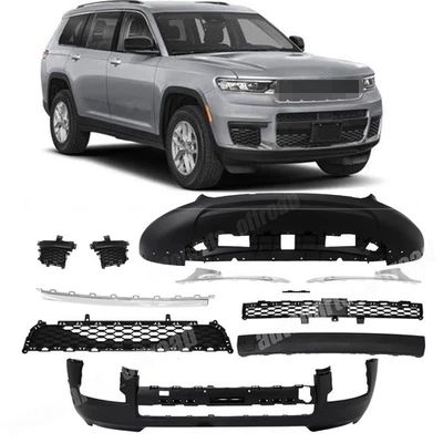 New For 2021–2023 Jeep Grand Cherokee L Front Bumper Assembly Kit With Grille - Image 1 of 4