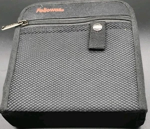 FELLOWES 32 Disc CD / DVD Zippered Case Black + Mesh Pocket Soft Sided Wallet - Picture 1 of 7