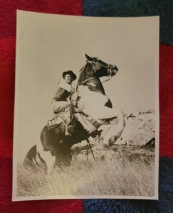 Vintage 1960's Cowboy Actor on Rearing Horse Photo 3.5 by 5 - Picture 1 of 2