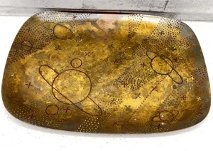 Sehr selten Atomzeitalter Galaxie Sonnensystem verziert Messing Tablett MCM Sarna Indien - Bild 1 von 15