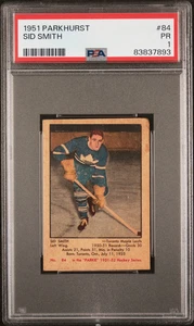 1951 PARKHURST SID SMITH 84 POOR RC UNDERGRADED PSA 1 HOCKEY TORONTO MAPLE LEAFS - Picture 1 of 2