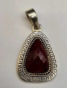 BJC Samuel B. Benham Sterling Silver 925 Framed Lab-Created Ruby Pendant - Picture 1 of 9