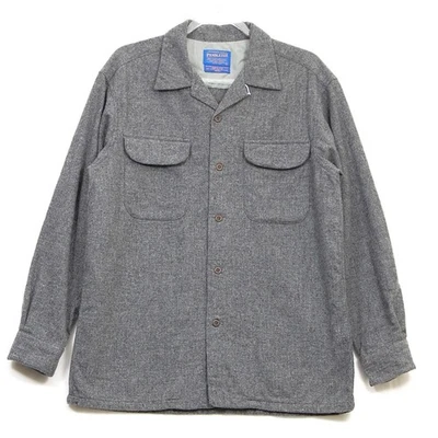 Pendleton Camisa Chaqueta Para Hombre Gris Medio Lana Chamarra Botón Bolsillos Frontales Foto 1 de 4