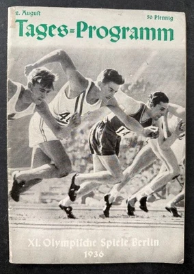 Programa de los Juegos Olímpicos de Verano de Berlín 1936 Jesse Owens 100M tablero medalla de oro Alemania de colección Foto 1 de 4
