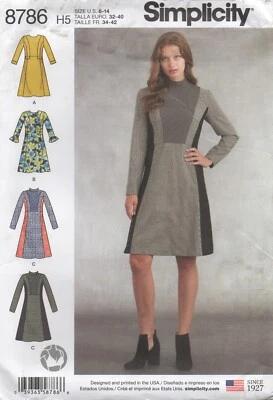 Simplicity Sewing Pattern 8786 Dress Empire Colour Block Princess Size 6-14 New - Image 1 of 4
