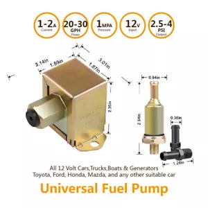 New Universal Electric Fuel Pump 12V Low Pressure 2-4 PSI Gas Diesel Facet Style - Picture 1 of 15