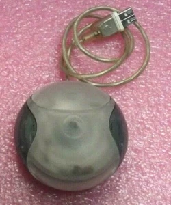 Vintage Working APPLE M4848 Retro Graphite Gray iMac Hockey Puck USB Wired Mouse - Picture 1 of 2