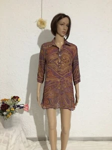 Vintage Meravigliosa blusa / camicetta in seta donna , tg M/42 , stampa paisley - Foto 1 di 12