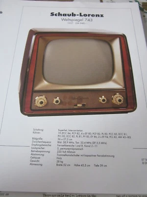 Radio TV archivio schema elettrico 02 Schaublorenz specchio del mondo 743, tv 1957 - Immagine 1 di 2