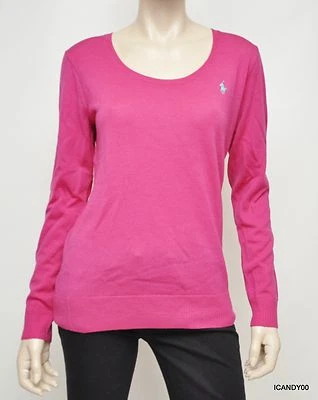 Nuevo con etiquetas Suéter Deportivo de Lana Merino Ralph Lauren Cuello Redondo Poni Pullover Top Rosa L Foto 1 de 4
