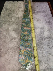 Vintage new old stock Men's Tie green blue yellow City scene buildings trees - Picture 1 of 6