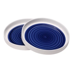 Platos de cena de cerámica blanco-azul platos de porcelana aptos para microondas para calentar alimentos - Imagen 1 de 13