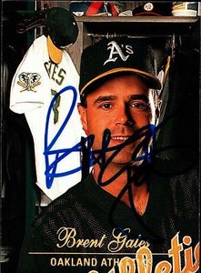Brent Gates autographed baseball card (Oakland Athletics) 1994 Donruss Studio #2