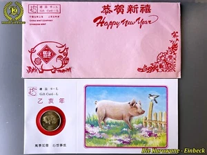 China 1995 Medaille Glückliches Neues Jahr Yuan Glückliches Schwein - Shanghai M - Bild 1 von 9