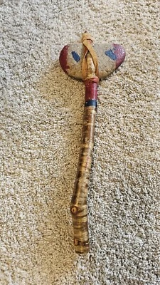 石头战斧俱乐部战斧美洲原住民印第安切诺基带战争油漆 — 第 1/4 张图片