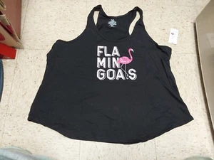 Nuevo con etiquetas Secret Treasures Mujer Plus Tanque "Flamingoas" Negro 2x - Imagen 1 de 1