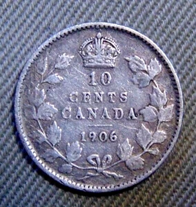 1906 Canada ten cents silver dime silver King Edward VII - Picture 1 of 2