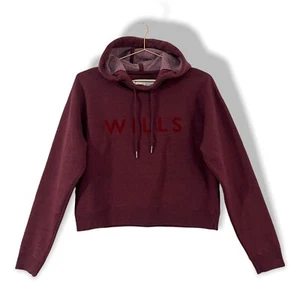 Jack Wills Women's hoodie cropped Burgundy embroidered Logo Size 10 - Picture 1 of 9