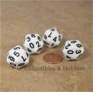NEW Set of 4 White D10 Twenty Sided 0 to 9 Twice Game Dice D&D RPG 20mm D10s - Picture 1 of 2