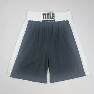 Title Boxing Trunks Shorts Men's Size Medium Black White Stripe 100% Polyester - Picture 1 of 10