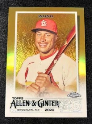 2020 Topps CHROME Allen & Ginter GOLD Refractor KOLTEN WONG #09/50 Cardinals - Image 1 of 2