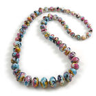 Long Graduated Wooden Bead Colour Fusion Necklace (multicoloured) - 80cm Long