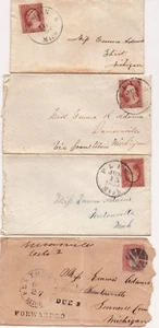 Ca 1850 Flint Michigan Cover Lot Fenton Davison Genesee County Cancels / - Picture 1 of 2