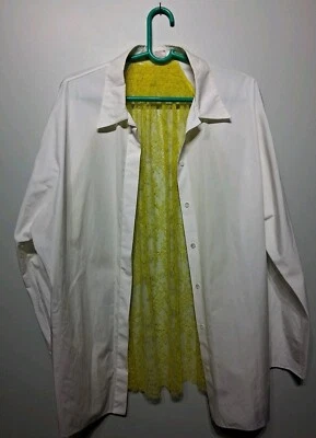 Nina Ricci womens white/yellow long sleeve cotton lace blouse size EU 44/US 12 - Image 1 of 4