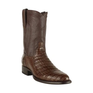 Los Altos Men's Genuine Caiman Belly Roper Boots Pull On Wide EE - Picture 1 of 10