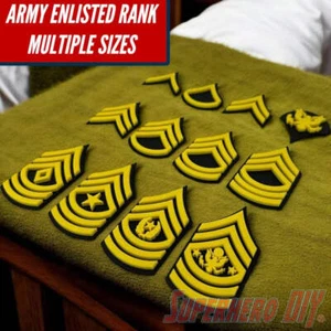 US Army Enlisted Rank | Multiple sizes available | NCO Rank Stripes Chevrons - Picture 1 of 30