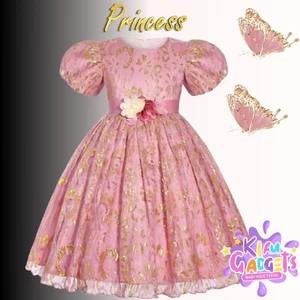 GIRL FLOWER PARTY DRESS Puffy Sleeve Bow Princess Luxury Embroidery Kids CLOTHES - Picture 1 of 21