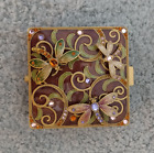 Dragonfly Enamel Painted Ornate Decorative Trinket Pill Ring Box Rhinestones