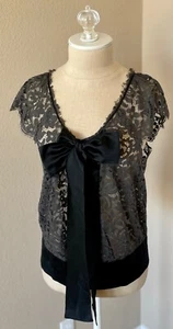 EROTOKRITOS Top Transparente Lazo Satinado Coño-Lazo-Cuello Floral Encaje S Gris Negro - Imagen 1 de 9