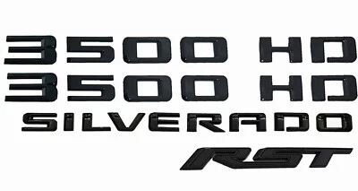 Juego para Silverado 3500HD RST 2019-23 emblema placa letra negra brillante Foto 1 de 4