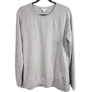 Pure Jill Ligero Gris Brezo PEQUEÑO ALTO Cuello Redondo Dobladillo Asimétrico Pima Bl - Imagen 1 de 11