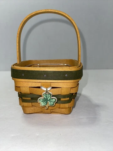 Vintage Longaberger 1999 Shamrock Lots of Luck Basket Lucky You Protector Charm Cover