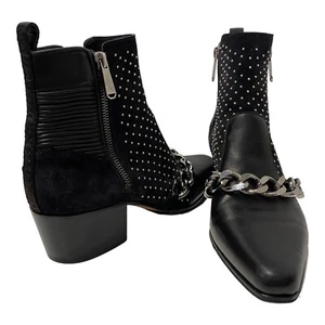 $1650 New Balmain Black Leather/Suede Booties Sz 7.5 EU 37.5 - Picture 1 of 9